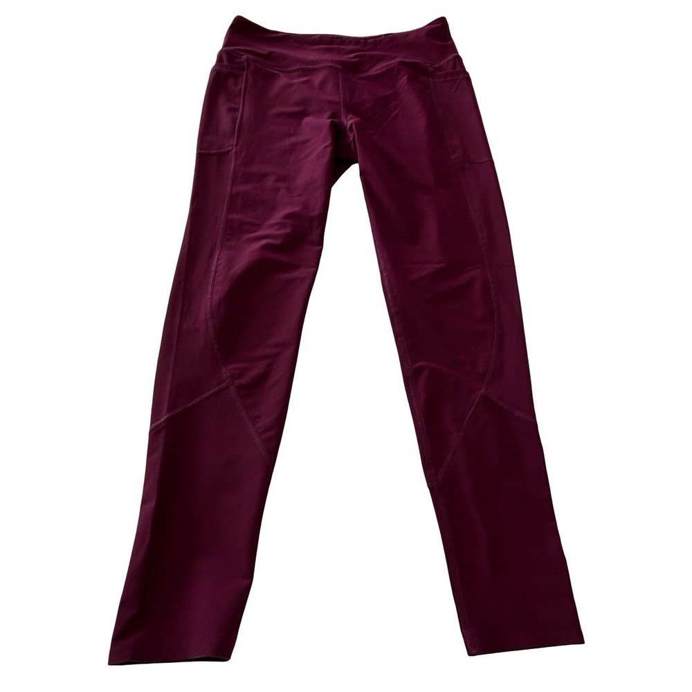 Victoria's Secret Sport Total Knockout Leggings Large Burgundy Pockets Victoria